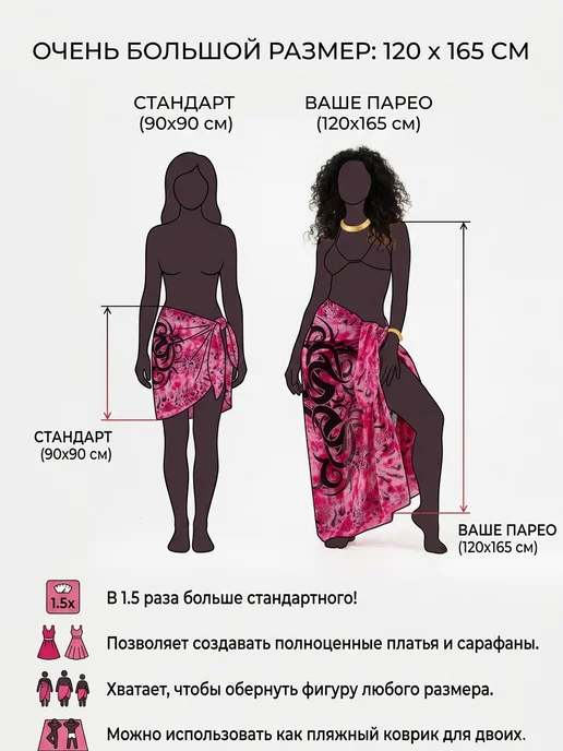ASORTIMART Парео пляжное большое, розовый, фото 7