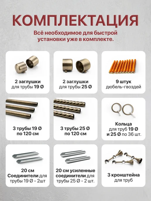 Прима Дом Карниз для штор и гардин настенный двухрядный 300 см 3 м, 3,6 м, фото 5