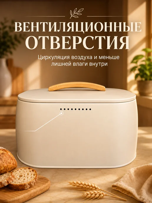feel Maestro at home Хлебница металлическая с крышкой 33х23х19cм, бежевый, фото 3