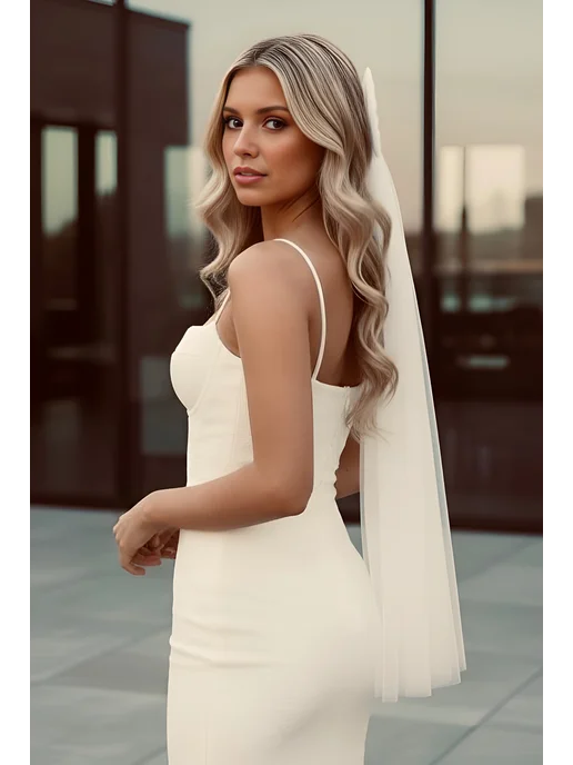 LAVISU Фата для девичника c бантиком молочная, белый, фото 2