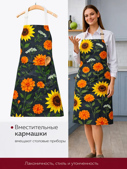 House mania Фартук женский для кухни непромокаемый, черный, фото 3
