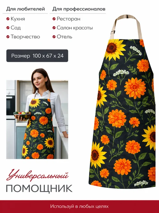 House mania Фартук женский для кухни непромокаемый, черный, фото 4