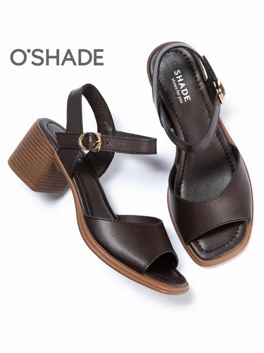 O`SHADE Коричневые босоножки женские без каблука, коричневый, фото 5