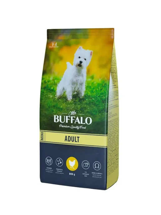 Сухой корм Mr.BUFFALO для собак, взрослые, мелкие, курица, 0,8 кг