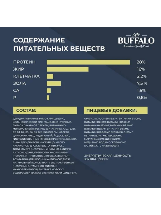 Сухой корм Mr.BUFFALO для собак, взрослые, мелкие, курица, 0,8 кг, фото 7