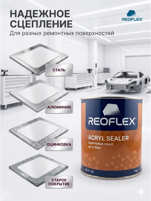 Reoflex Грунт Реофлекс акриловый белый 1 кг, 1 кг, белый, фото 3