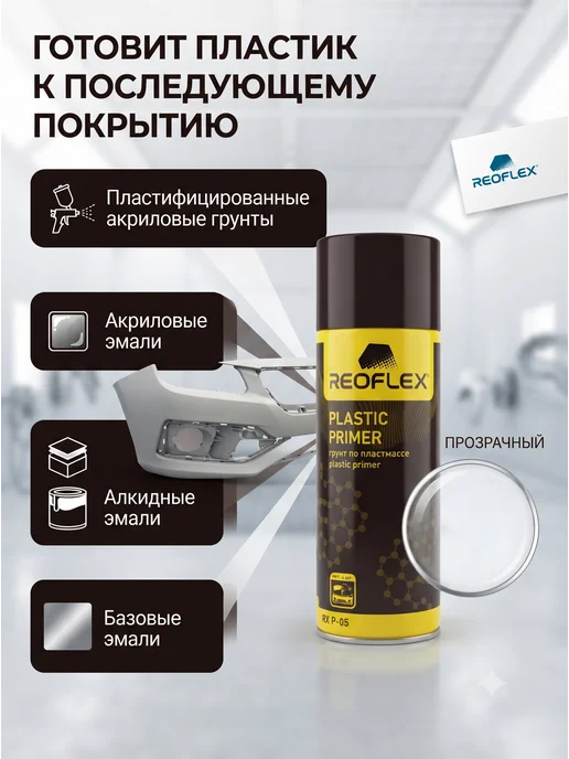 Reoflex Грунт Реофлекс для пластика прозрачный аэрозоль 520 мл, 520 мл, прозрачный, фото 3