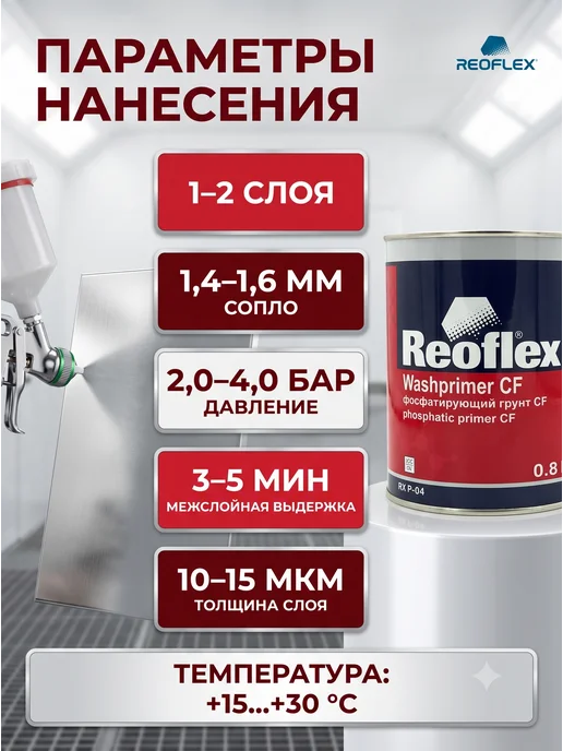 Reoflex Грунт Реофлекс кислотный фосфатирующий серый 0,8 л, 800 мл, фото 3