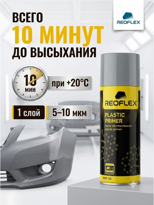 Reoflex Грунт Реофлекс для пластика прозрачный аэрозоль 520 мл, 520 мл, серый, фото 4