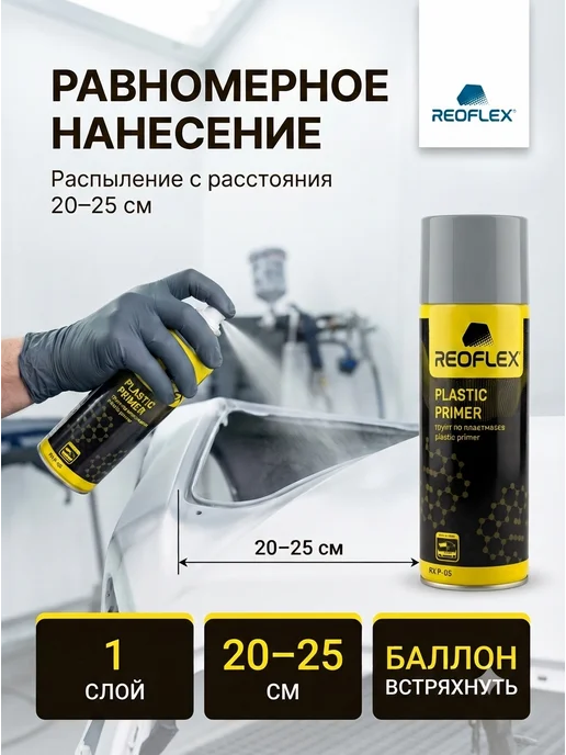 Reoflex Грунт Реофлекс для пластика прозрачный аэрозоль 520 мл, 520 мл, серый, фото 5