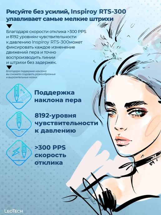 Huion Графический планшет Inspiroy RTS-300, черный, фото 3