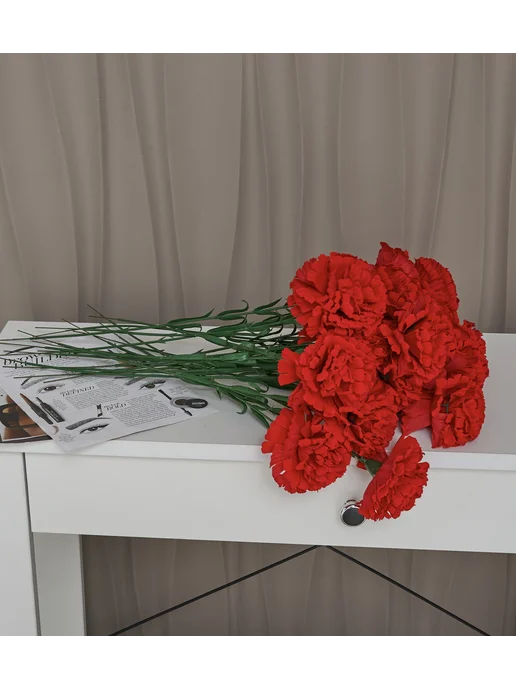 Wild-Flowers Бархатные гвоздики искусственные для кладбище, красный, фото 5