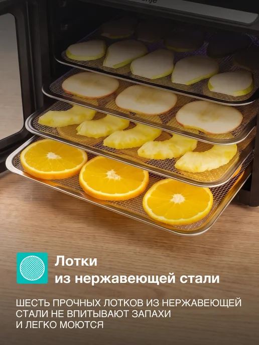 Gorenje Дегидратор FDK600DB для овощей, фруктов и мяса, 6 лотков, вариант, фото 6
