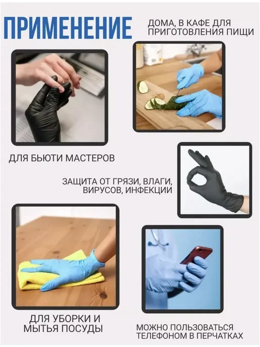 Перчатки нитриловые одноразовые, белый, фото 3