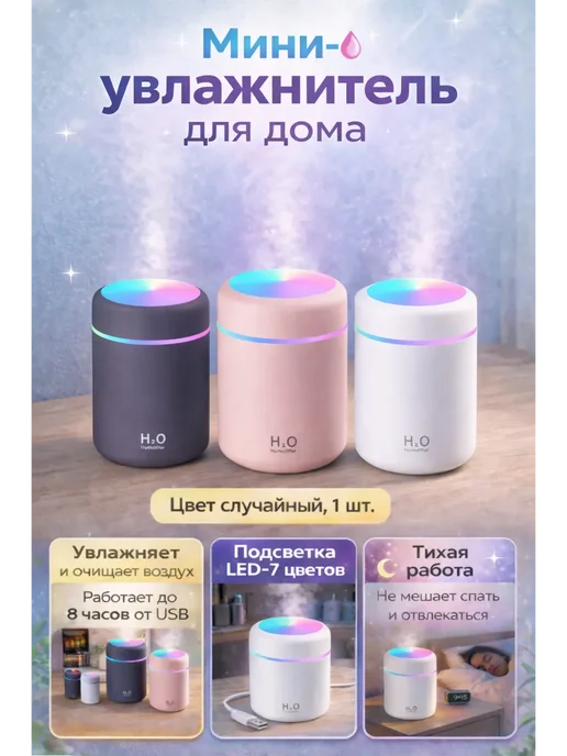 Увлажнитель Воздуха для дома или офиса мини, черный