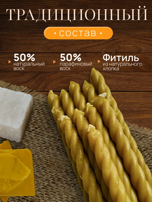 Нет бренда Свечи Церковные алтарные винтовые, желтый, фото 5