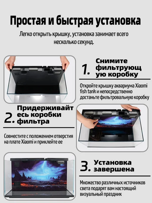 Фон для аквариума Xiaomi зеленый синий, синий, фото 4