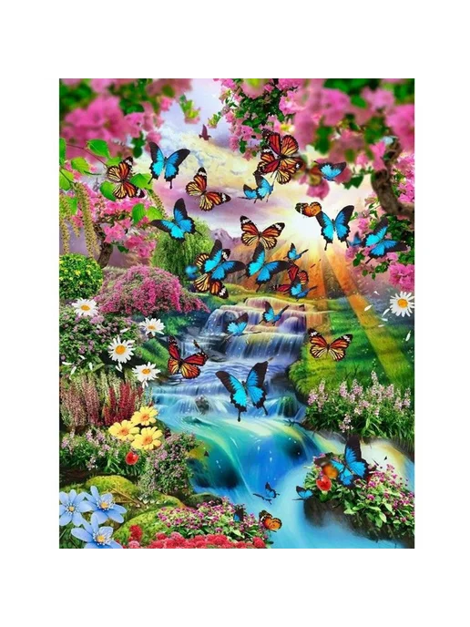 Диамантовая мозаика 5D водопад, 30x40см, для дома, 30x40 см