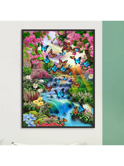 Диамантовая мозаика 5D водопад, 30x40см, для дома, 30x40 см, фото 3