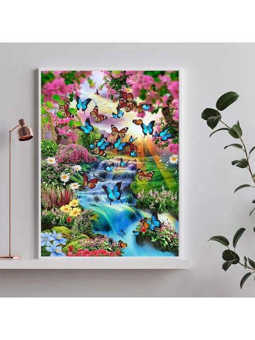 Диамантовая мозаика 5D водопад, 30x40см, для дома, 30x40 см, фото 4