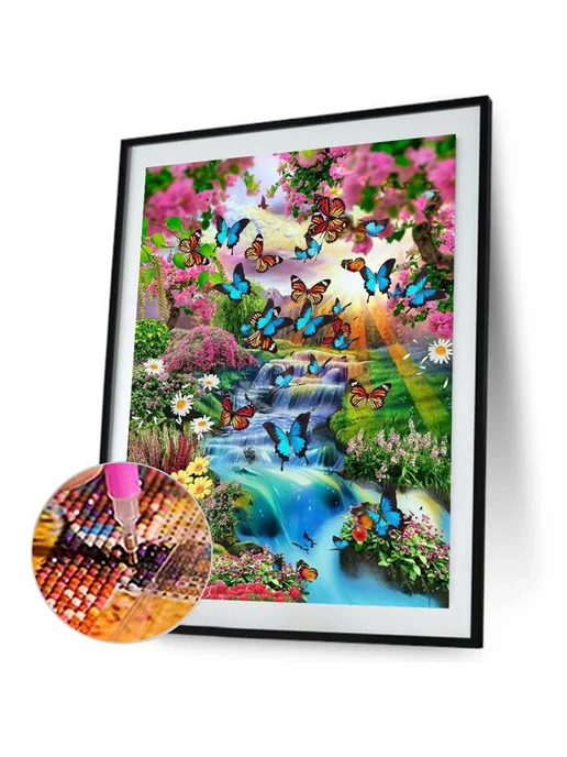 Диамантовая мозаика 5D водопад, 30x40см, для дома, 30x40 см, фото 6