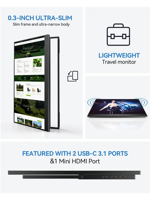 Uperfect 17,5" портативный монитор HDMI ультратонкий игровой дисплей, вариант, фото 5