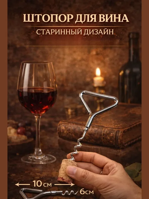 гулис классический штопор для вина металлический прочный, серый