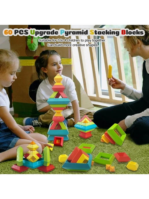 Развивающие кубики для стройки 60 деталей 3-6 лет, вариант, фото 2