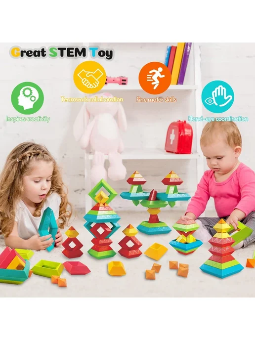Развивающие кубики для стройки 60 деталей 3-6 лет, вариант, фото 3