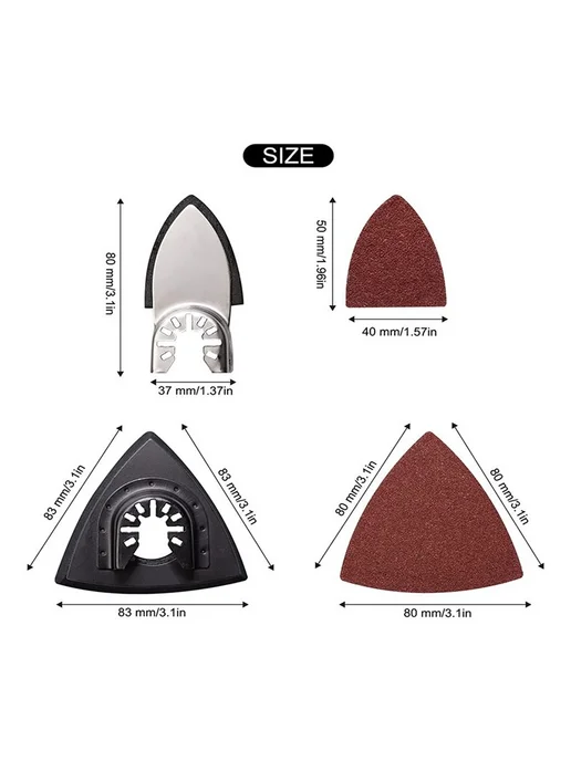 104Pcs Oscillating Tool Detail Sanding Pads, 2Pcs Triangle, 104 шт, 2 шт, фото 3