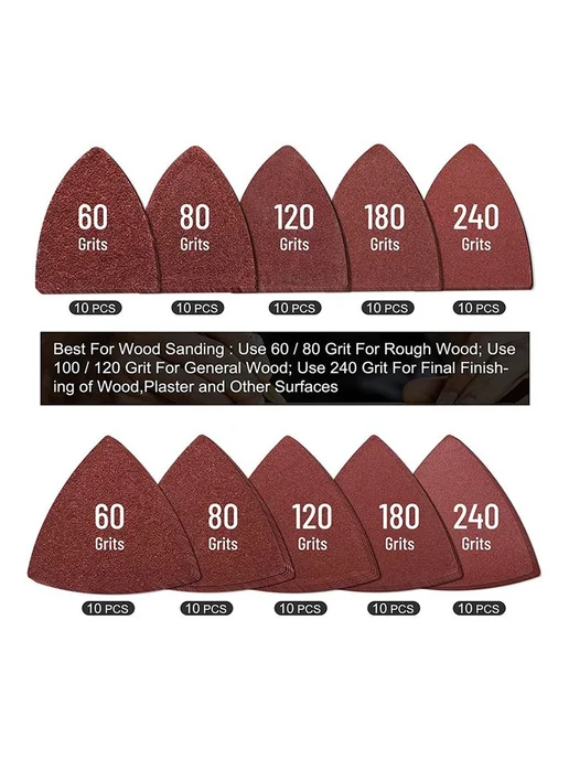 104Pcs Oscillating Tool Detail Sanding Pads, 2Pcs Triangle, 104 шт, 2 шт, фото 6
