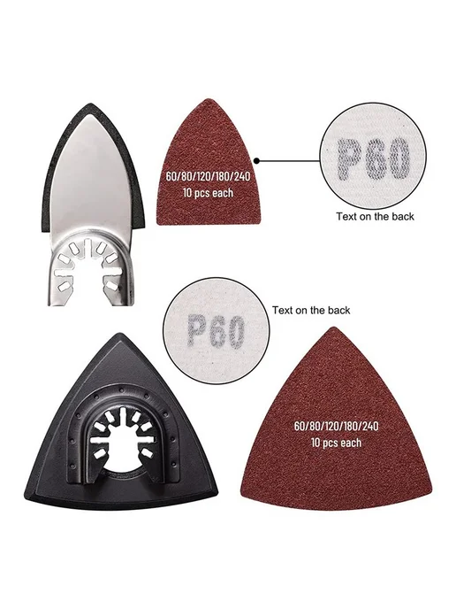 104Pcs Oscillating Tool Detail Sanding Pads, 2Pcs Triangle, 104 шт, 2 шт, фото 7