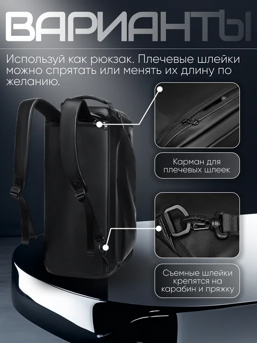 Wanderast Сумка спортивная рюкзак для фитнеса спорта путешествий, черный, фото 5