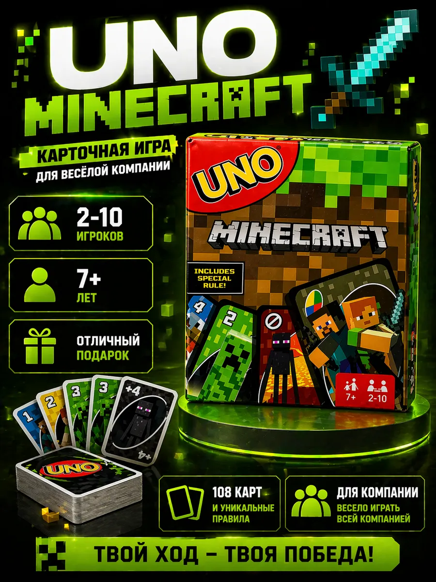 Уно игра настольная Minecraft Майнкрафт