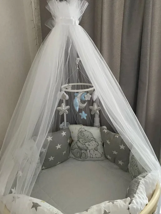 Timi baby room Мобиль в детскую кроватку, мобиль из фетра, мягкий, голубой, фото 2
