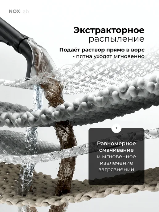 NoxLab Моющий пылесос для дома для химчистки мебели и ковров, черный, фото 3