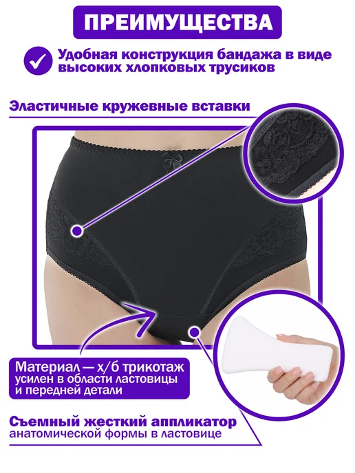 Крейт Бандаж трусы при опущении органов, черный, фото 3