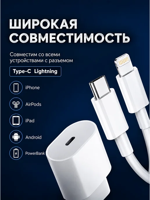 Быстрая зарядка для iPhone 20W Lightning, 20 Вт, фото 5