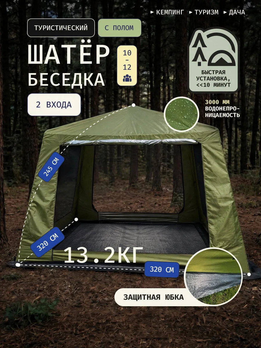 Шатер туристический 10,24 м2
