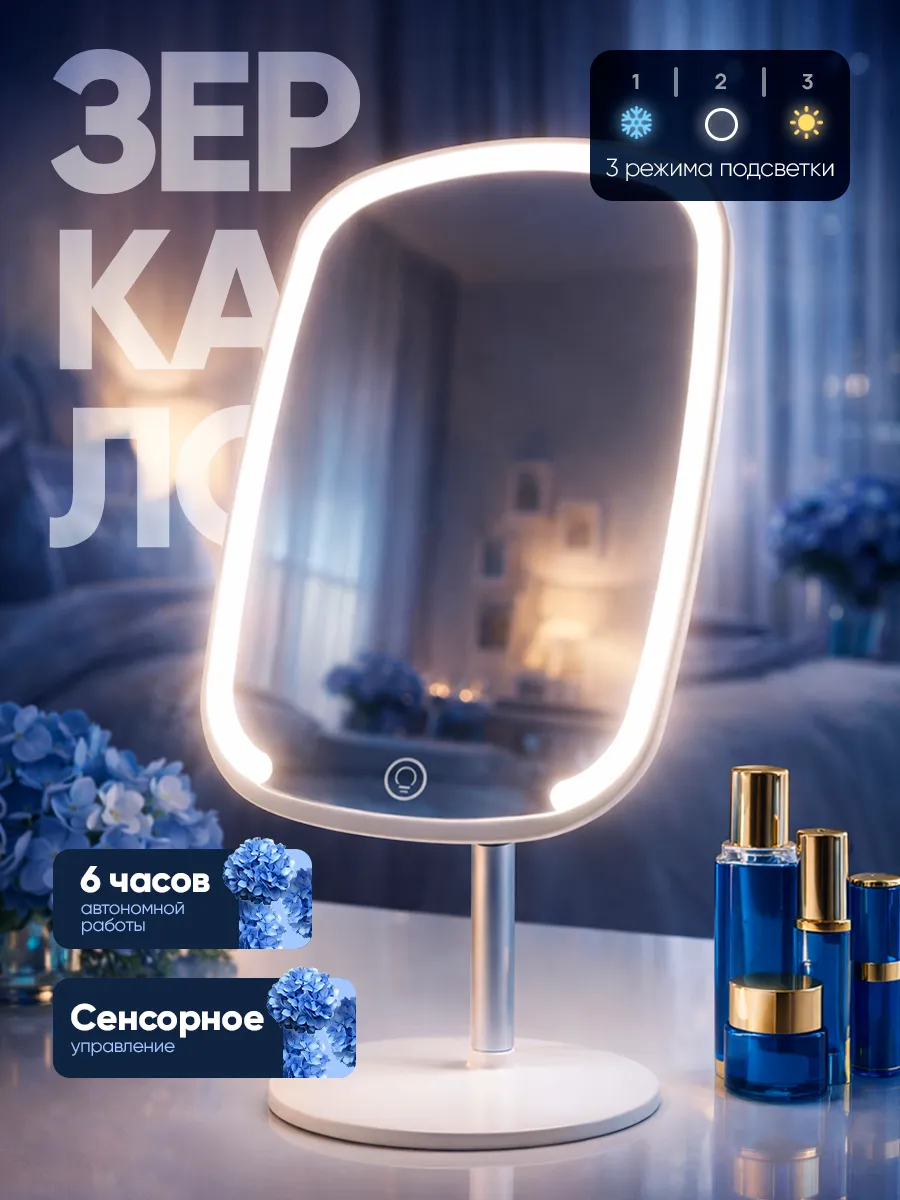 Зеркало с подсветкой настольное