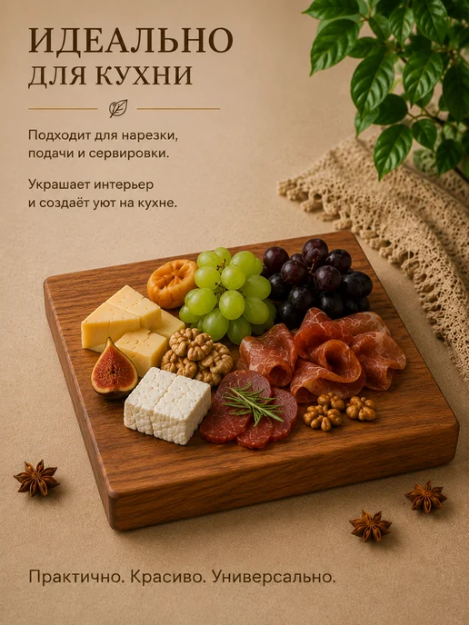 КлиWood Доска разделочная деревянная большая, коричневый, фото 6