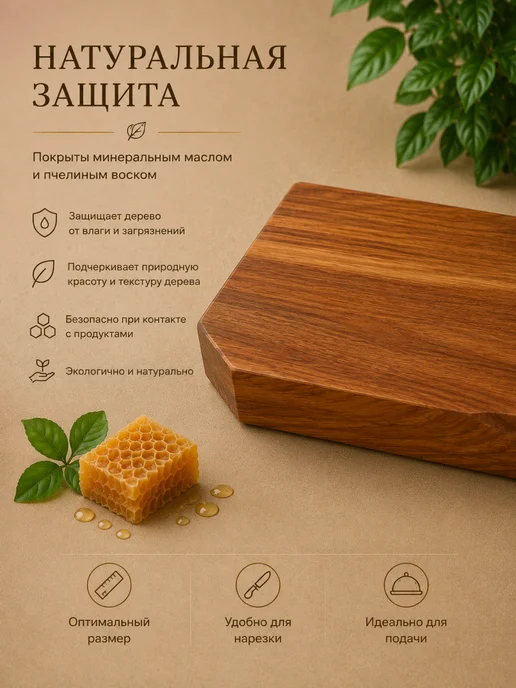 КлиWood Доска разделочная деревянная большая, коричневый, фото 7