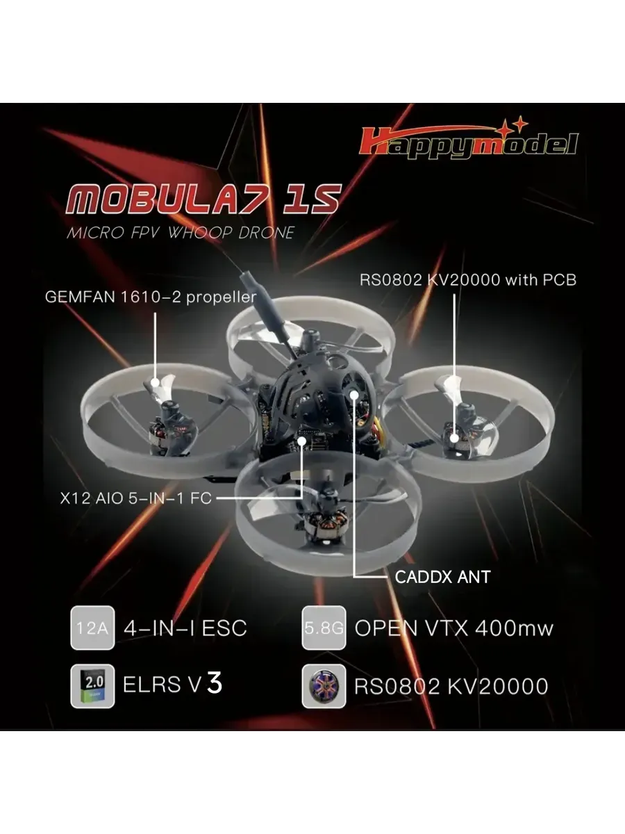 HappyModel FPV квадрокоптер Mobula7 1S ELRS
