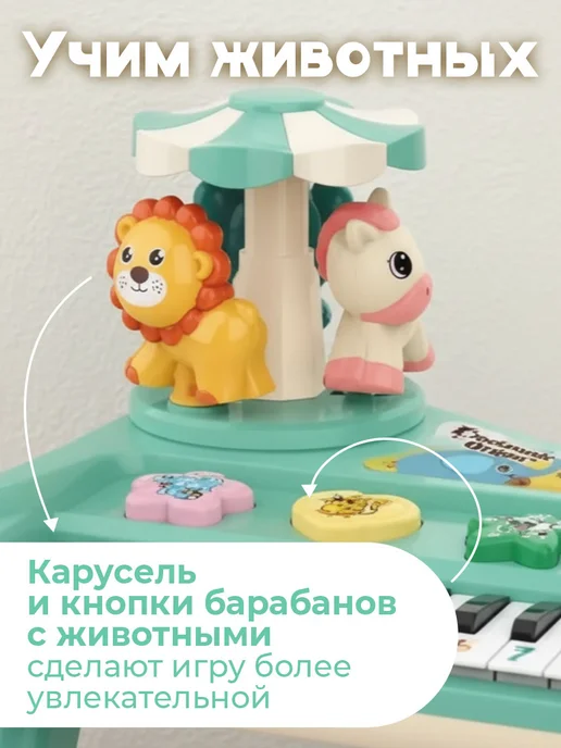 Savlaro Синтезатор детский пианино музыкальное развивающая игрушка, голубой, фото 3