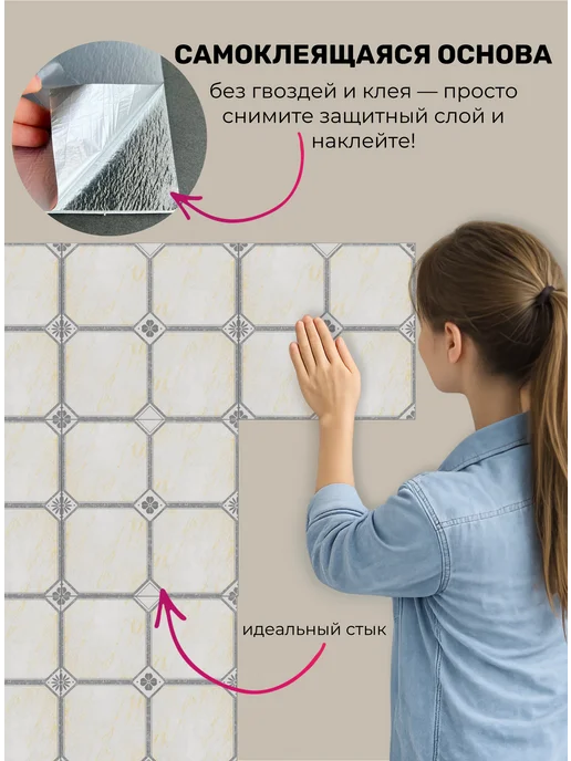 YEVchelk KITCHEN Панели для кухонного фартука ПВХ 30×30, 20 шт, 30x30, 20 шт, фото 4