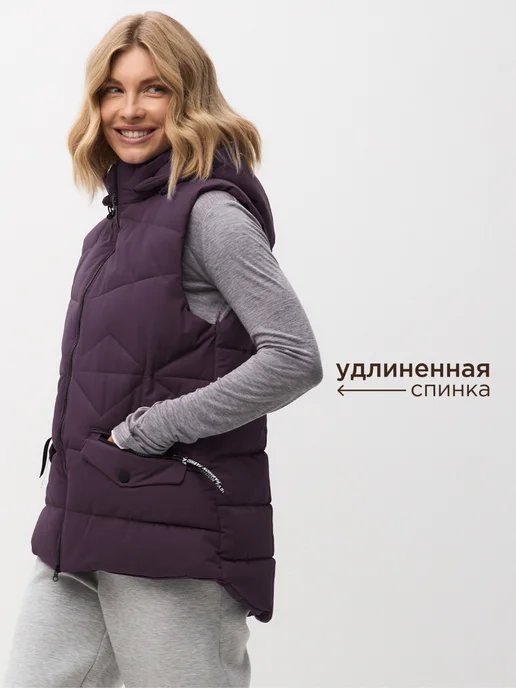 LIONTERR Жилетка безрукавка утепленная с капюшоном, фиолетовый, фото 3