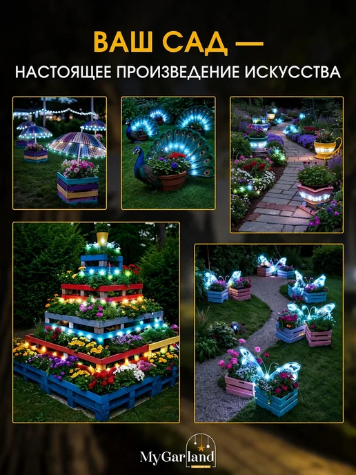 MyGarland Гирлянда уличная на солнечной батарее 6,5 м, вариант, фото 5