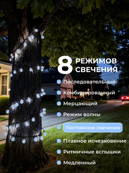 MyGarland Гирлянда уличная на солнечной батарее 6,5 м, вариант, фото 8