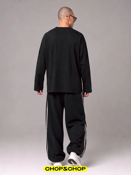 CHOP&CHOP Лонгслив Stussy стусси Nike найк оверсайз с принтом sk8, черный, фото 4