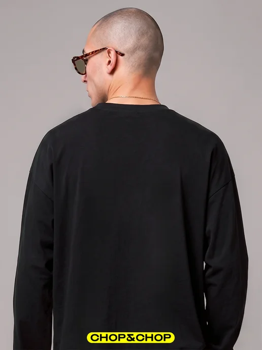 CHOP&CHOP Лонгслив Stussy стусси Nike найк оверсайз с принтом sk8, черный, фото 7